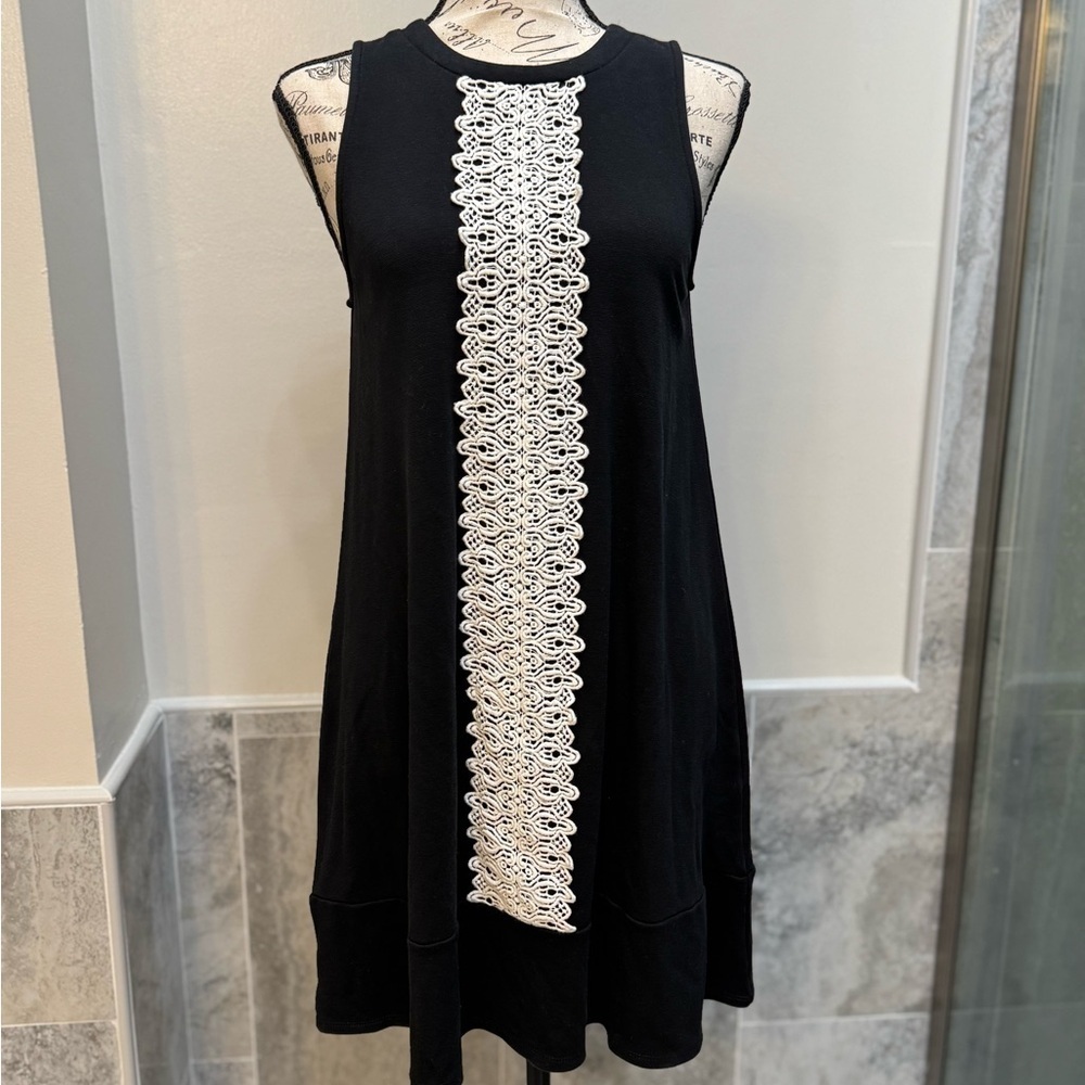 Altar'd State Black Dress White Lace Detail
